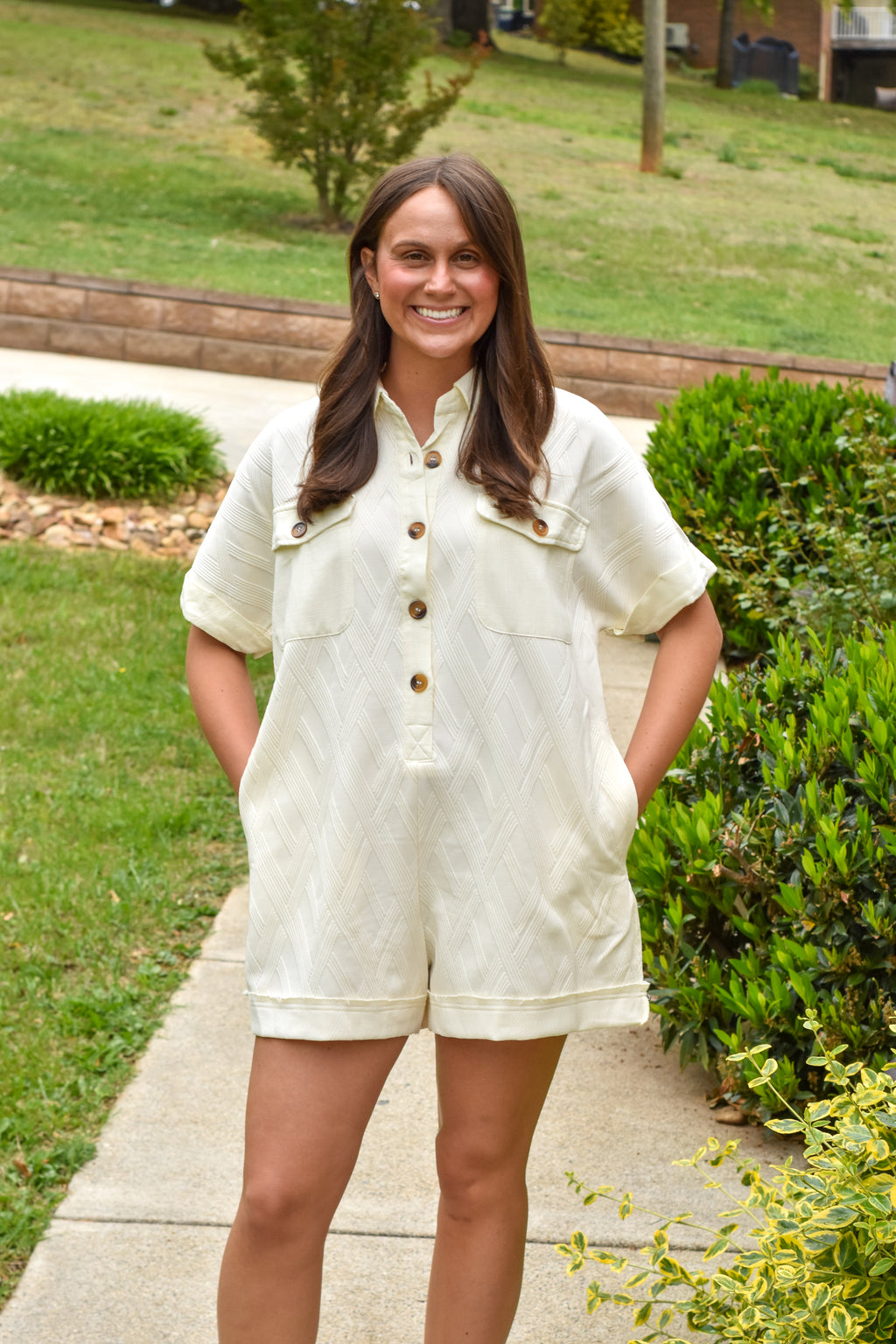 Collared Knit Mid Button Down Romper