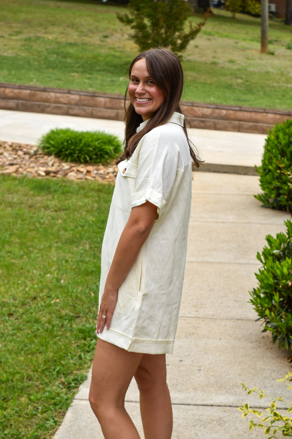 Collared Knit Mid Button Down Romper