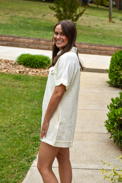 Collared Knit Mid Button Down Romper