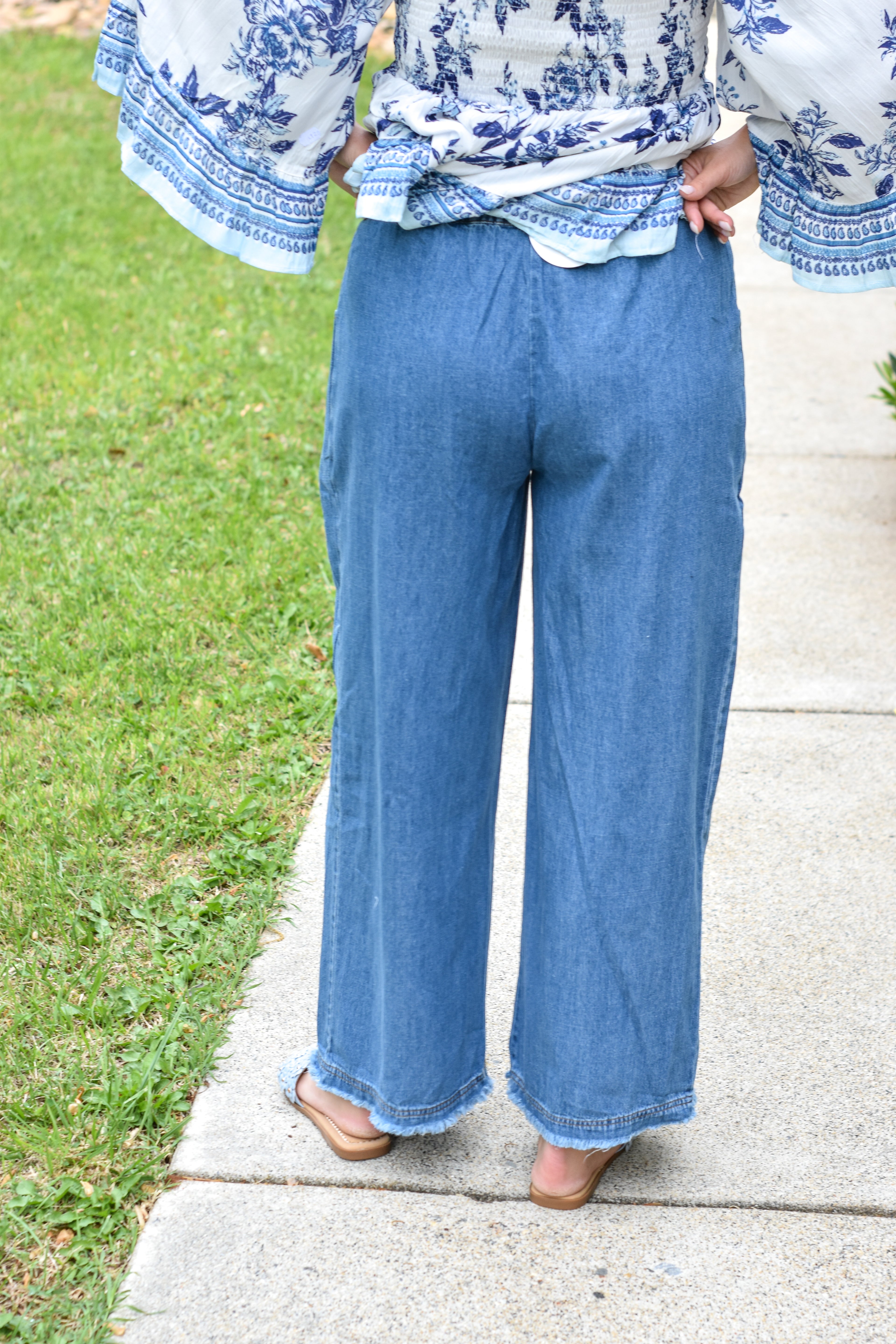 Stone Washed Wide Leg Pants