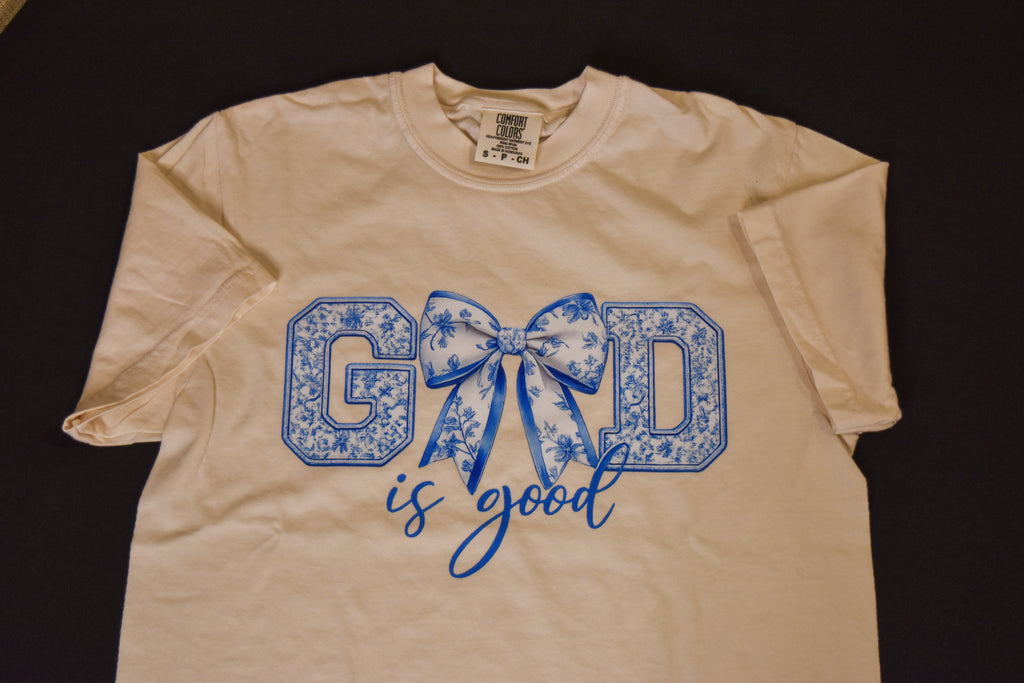 God is Good tee - Ivory/Blue