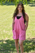 French Terry Sleeveless Romper - Pink