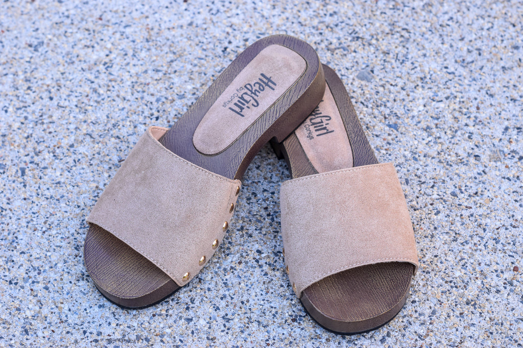 Corky's Mind Your Business Sandal - Camel Faux Suede