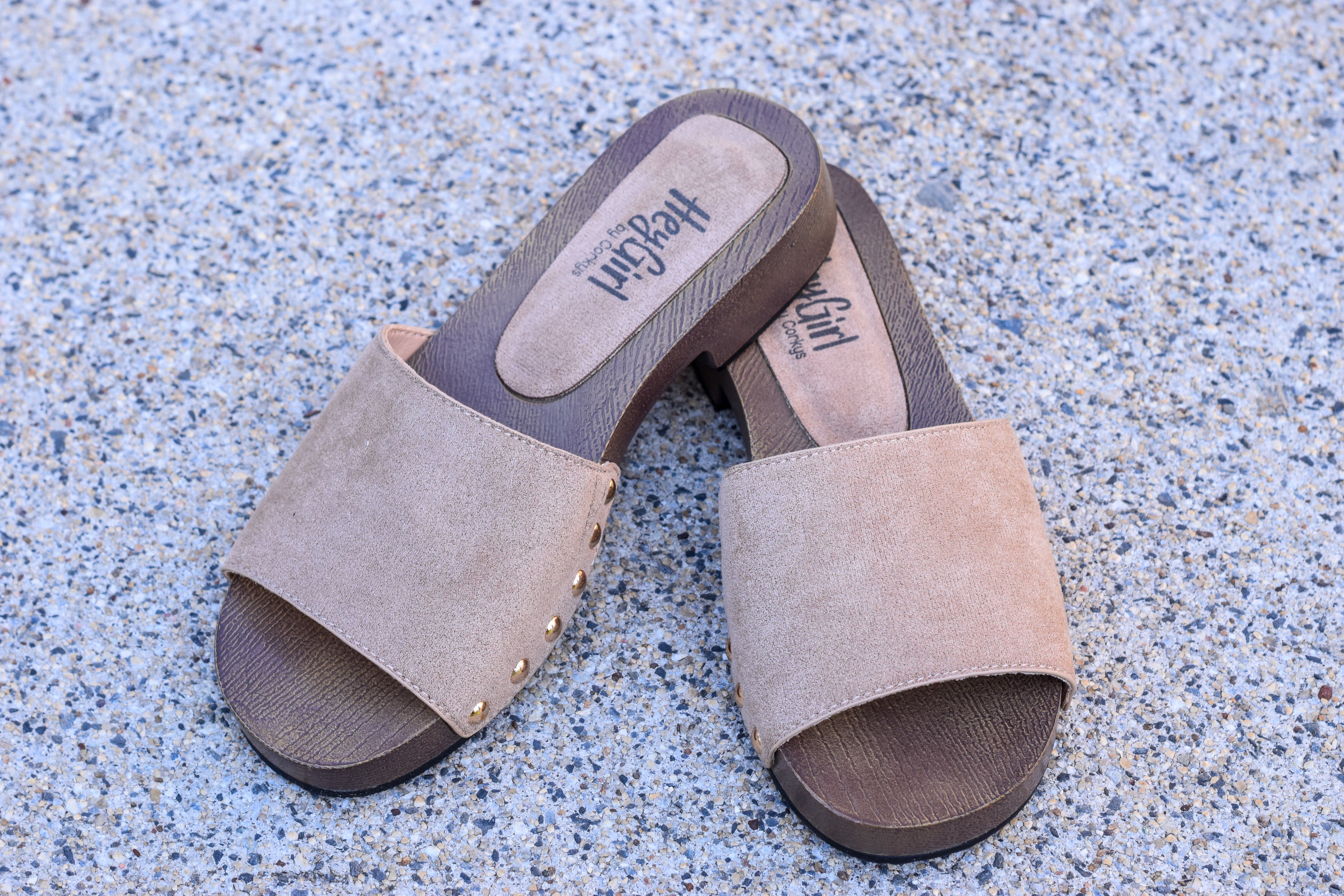 Corky's Mind Your Business Sandal - Camel Faux Suede