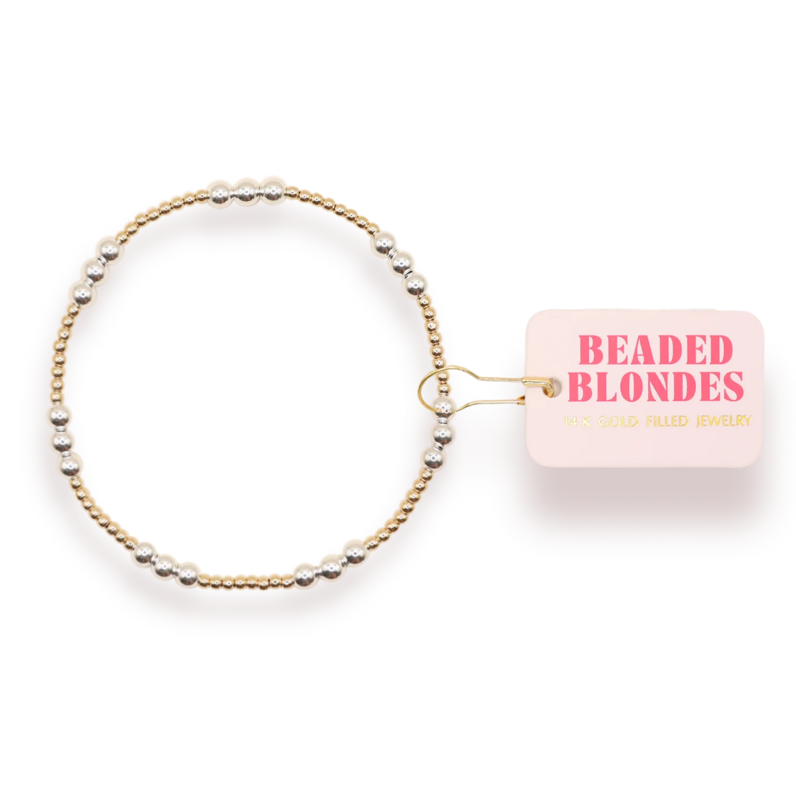 Beaded Blondes ILY Bracelet in Gold with Silver