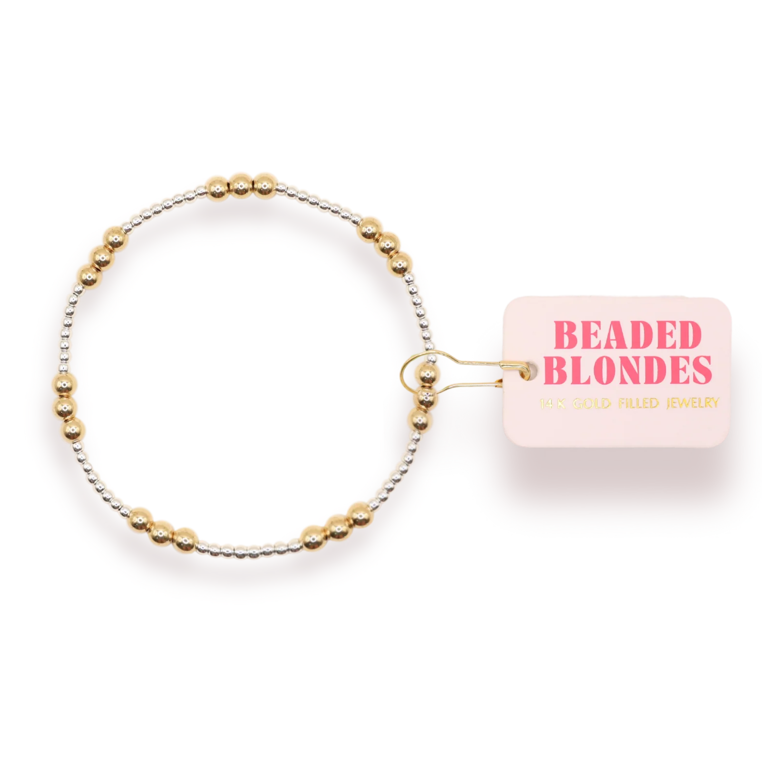 Beaded Blondes ILY Bracelet in Silver with Gold