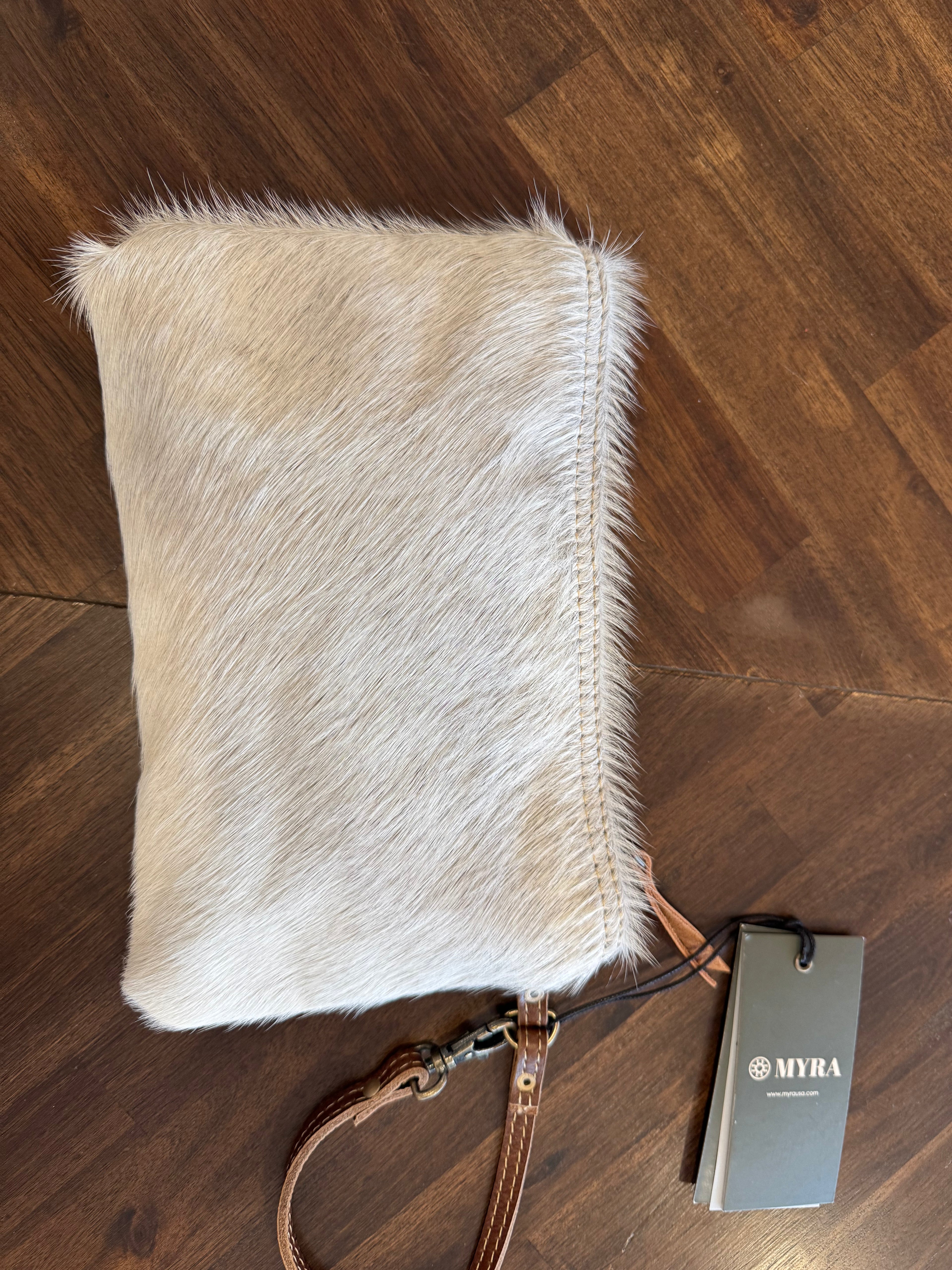 White & Brown Hairon Small Bag
