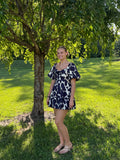 Abstract Print Tiered Mini Dress