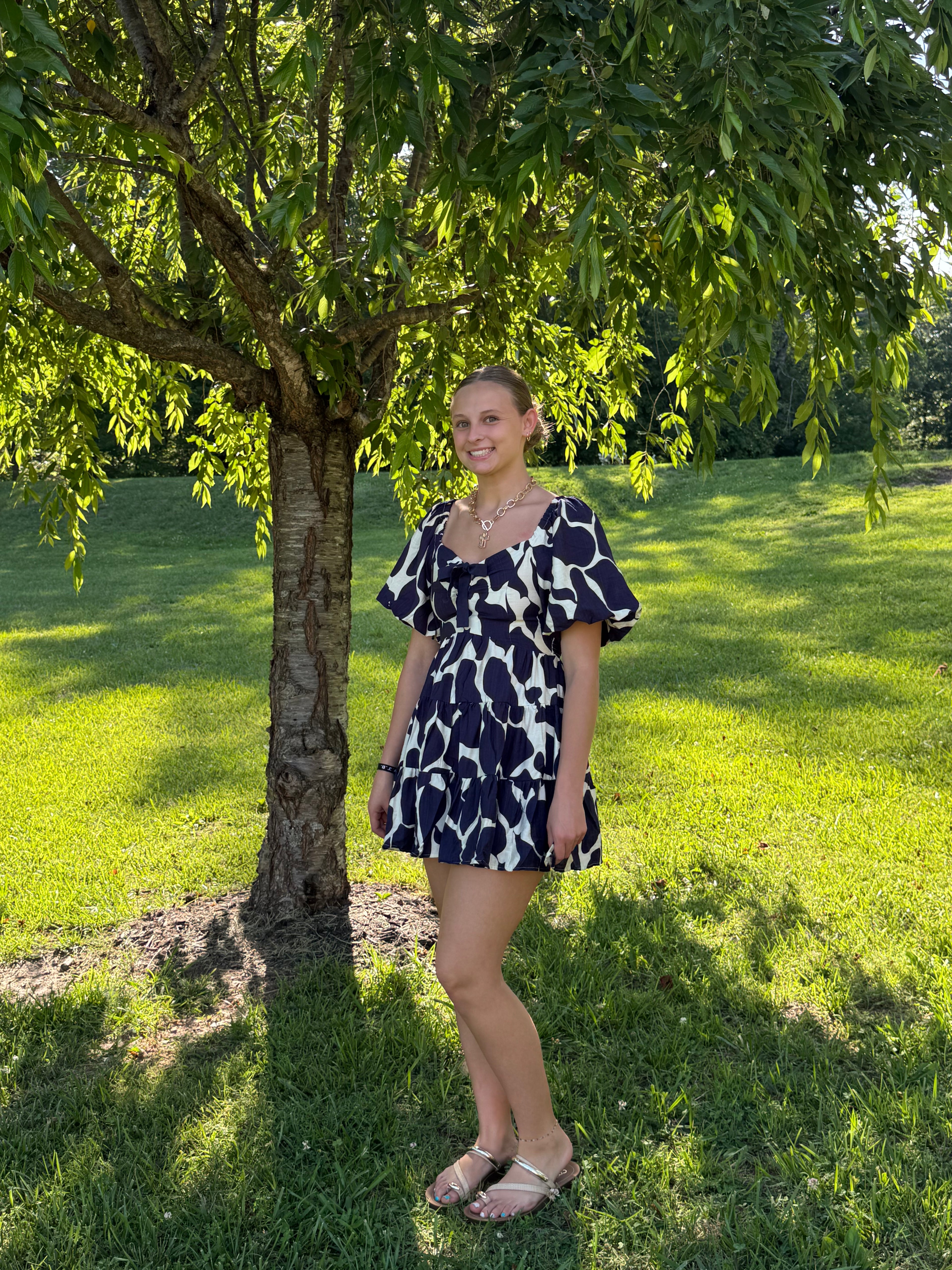 Abstract Print Tiered Mini Dress