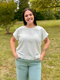 Scallop Hem Linen Blend Top