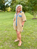Retro-Remix Waffle Romper: ASH OLIVE