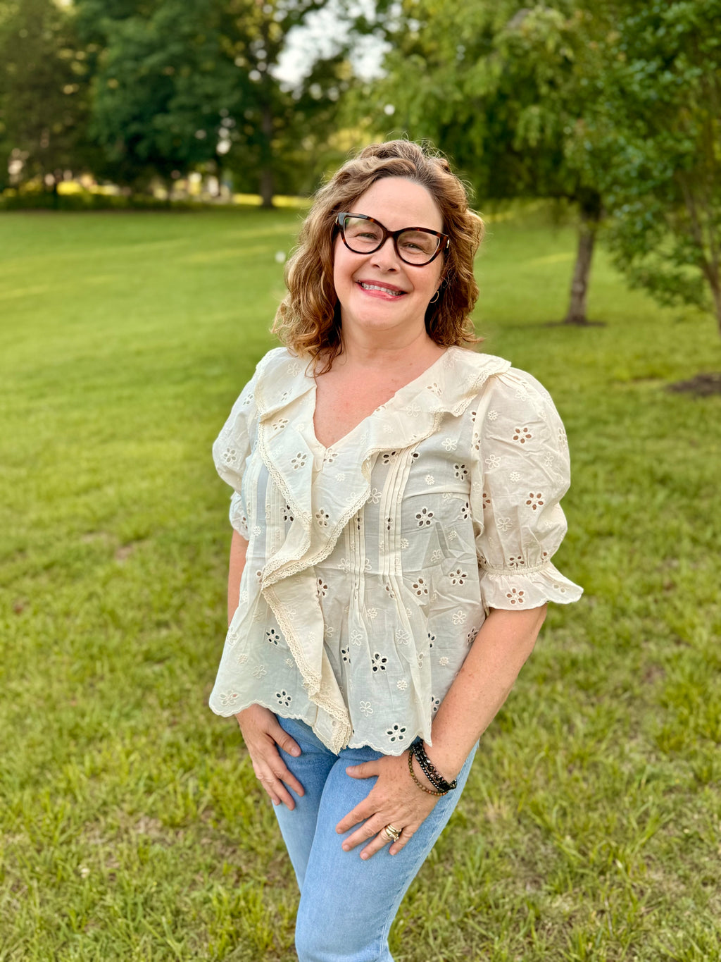 Heirloom Ruffle Blouse: Cream