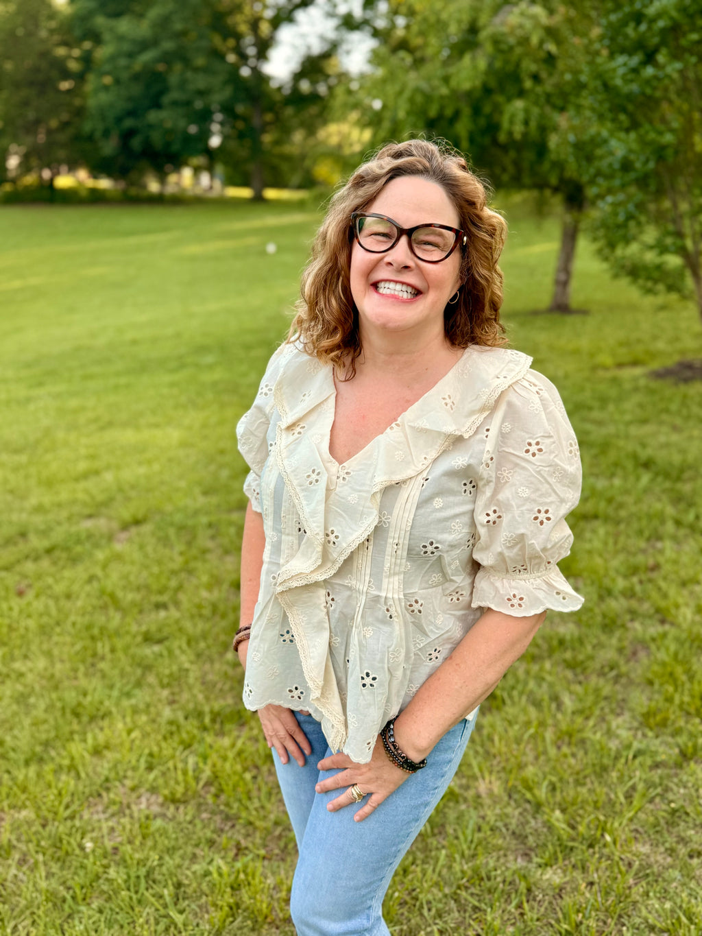 Heirloom Ruffle Blouse: Cream