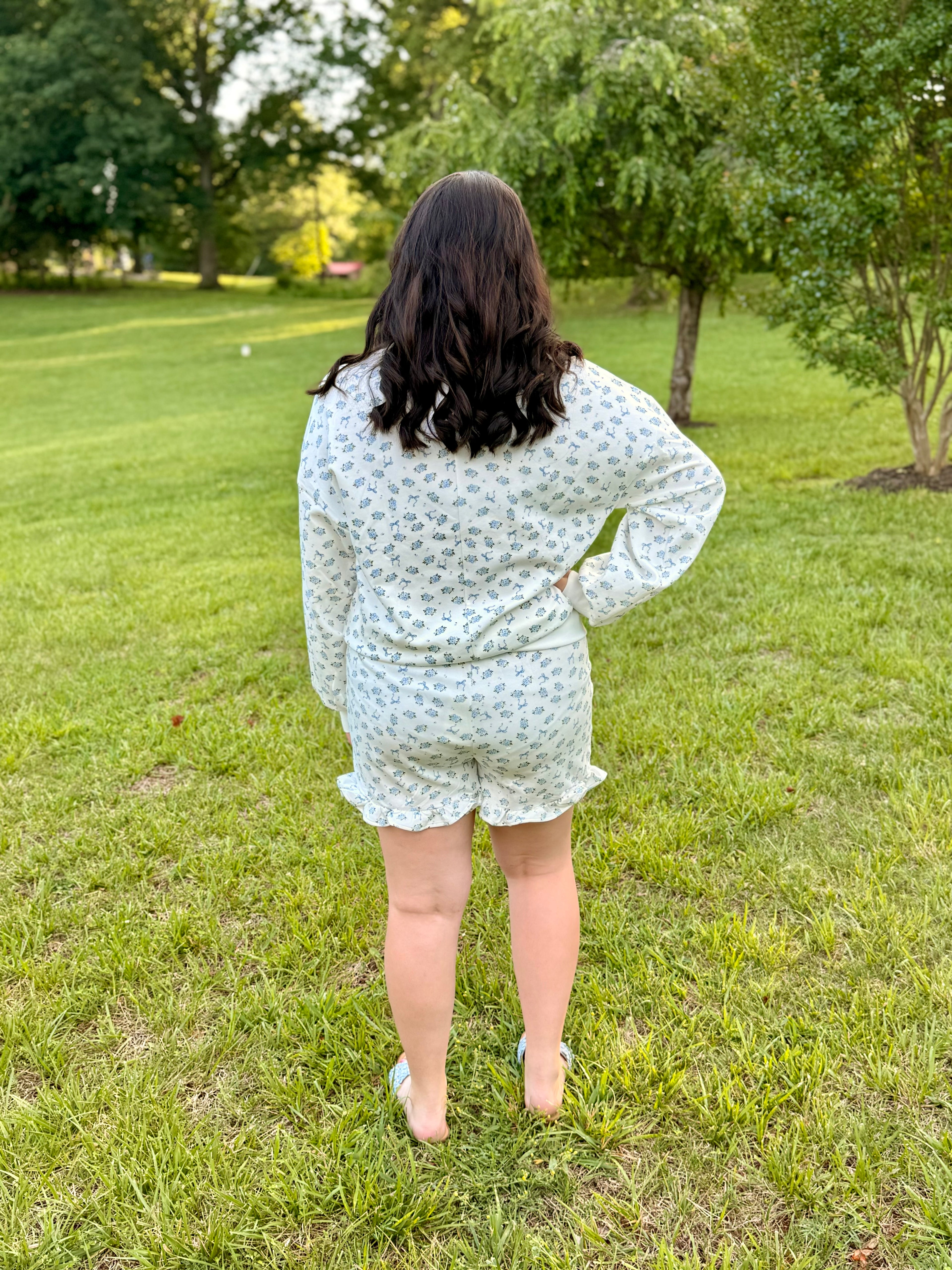 NEW IN — Floral Printed Knit Comfy Top & Shorts Set: IVORY FLORAL