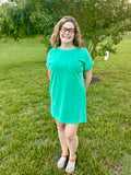 Halo Washed Premium Cotton T-shirts Dress: Dk Green