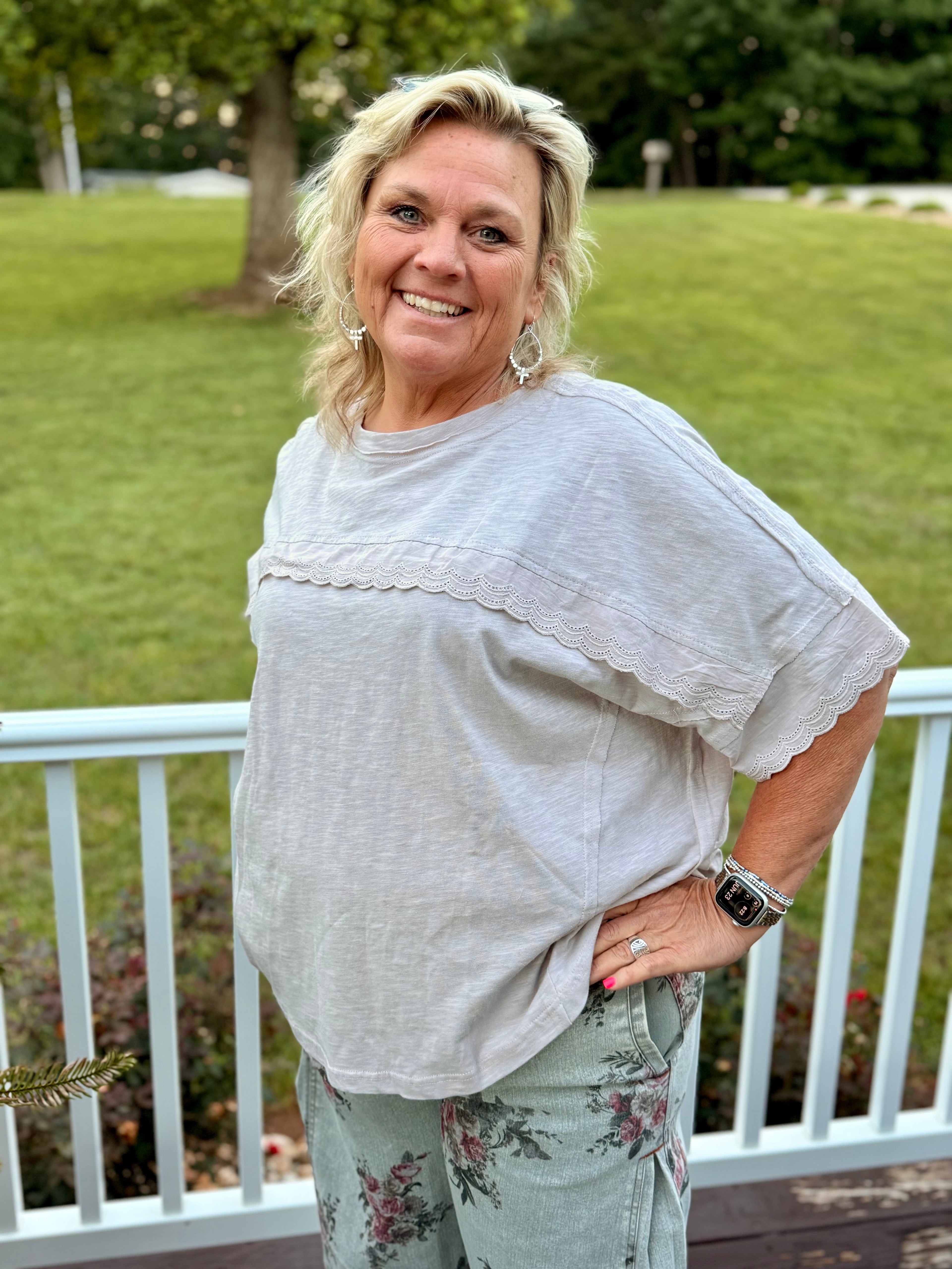 Simply Sweet Scallop Trim Top