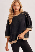 Boxy Short Sleeve Contrast Top