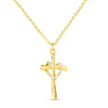 Gold CZ Cross Heart Necklace