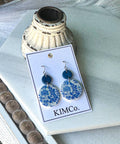 Polymer Clay Earrings - Everyday - Blue Toile: Stainless Steel Fishhook