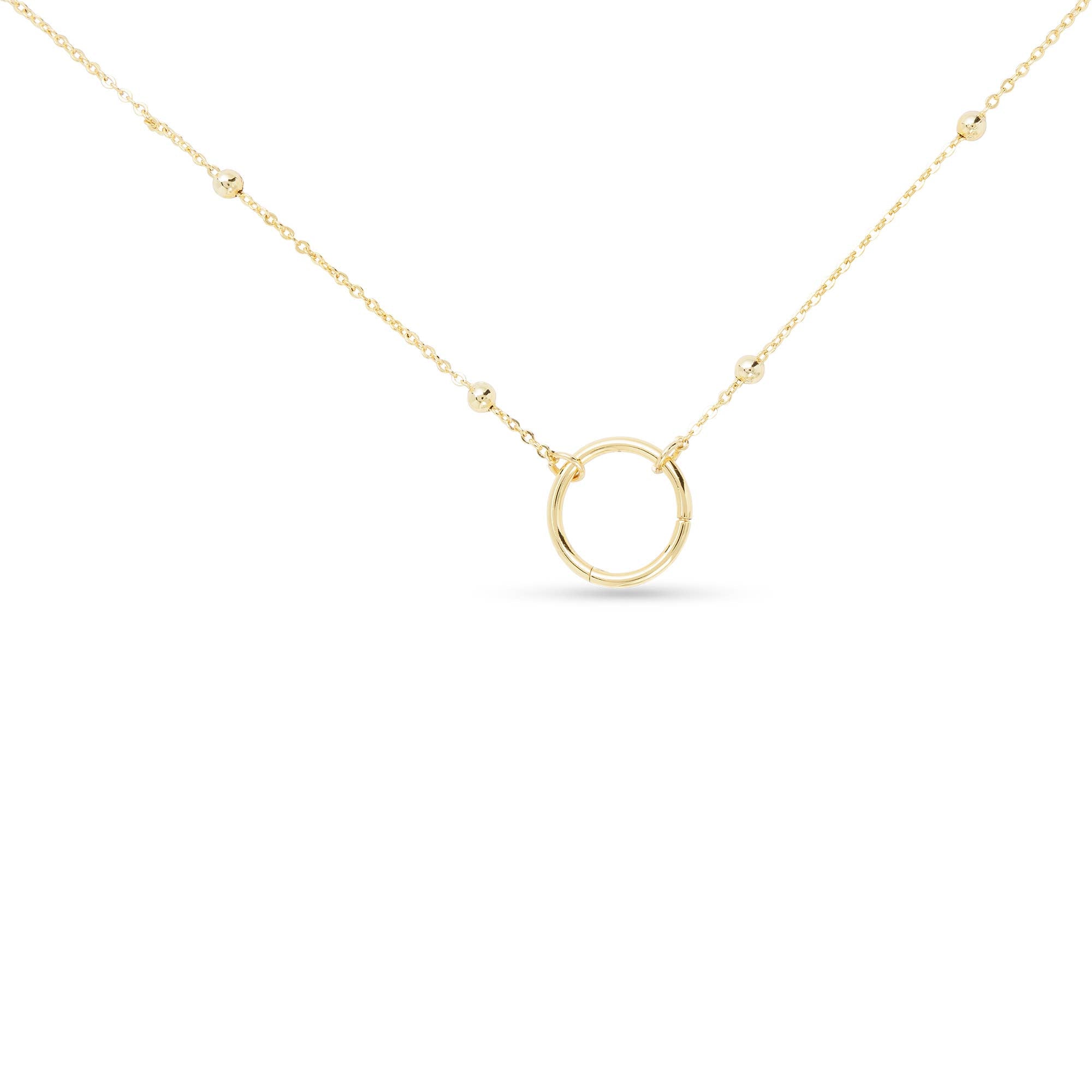 Charm Clasp Necklace: Silver / Station Bead Chain