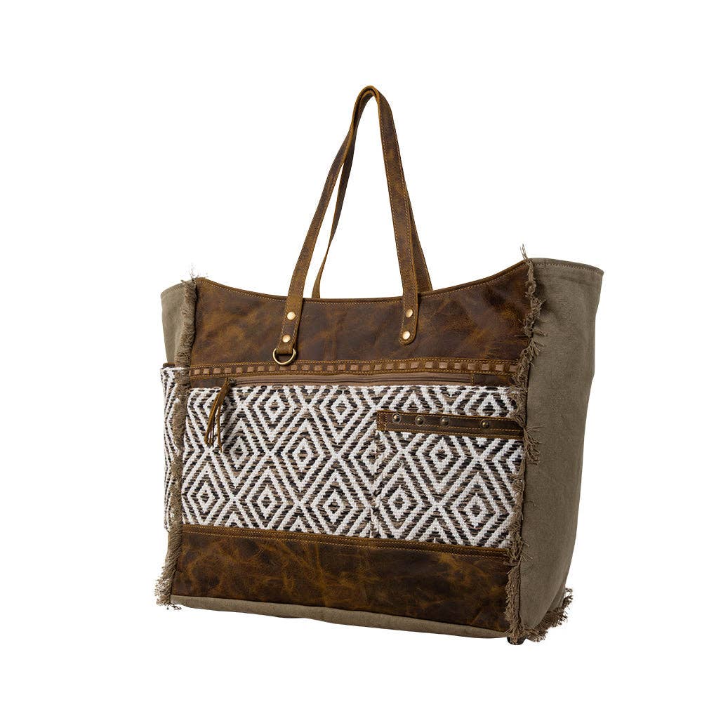 Sand Weaver Weekender Bag: Rich Chocolate & Olive Sandstone