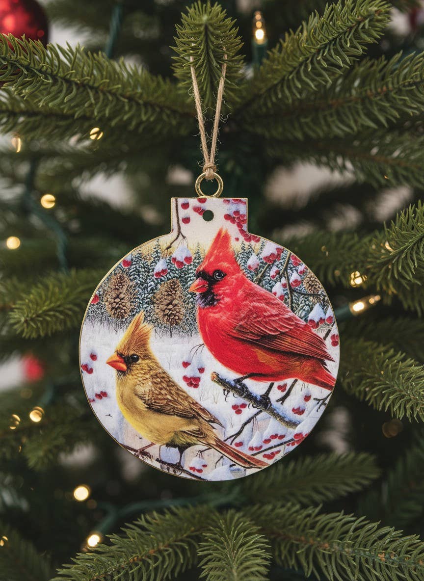 Christmas Cardinal Ornament 3.5x4.25in