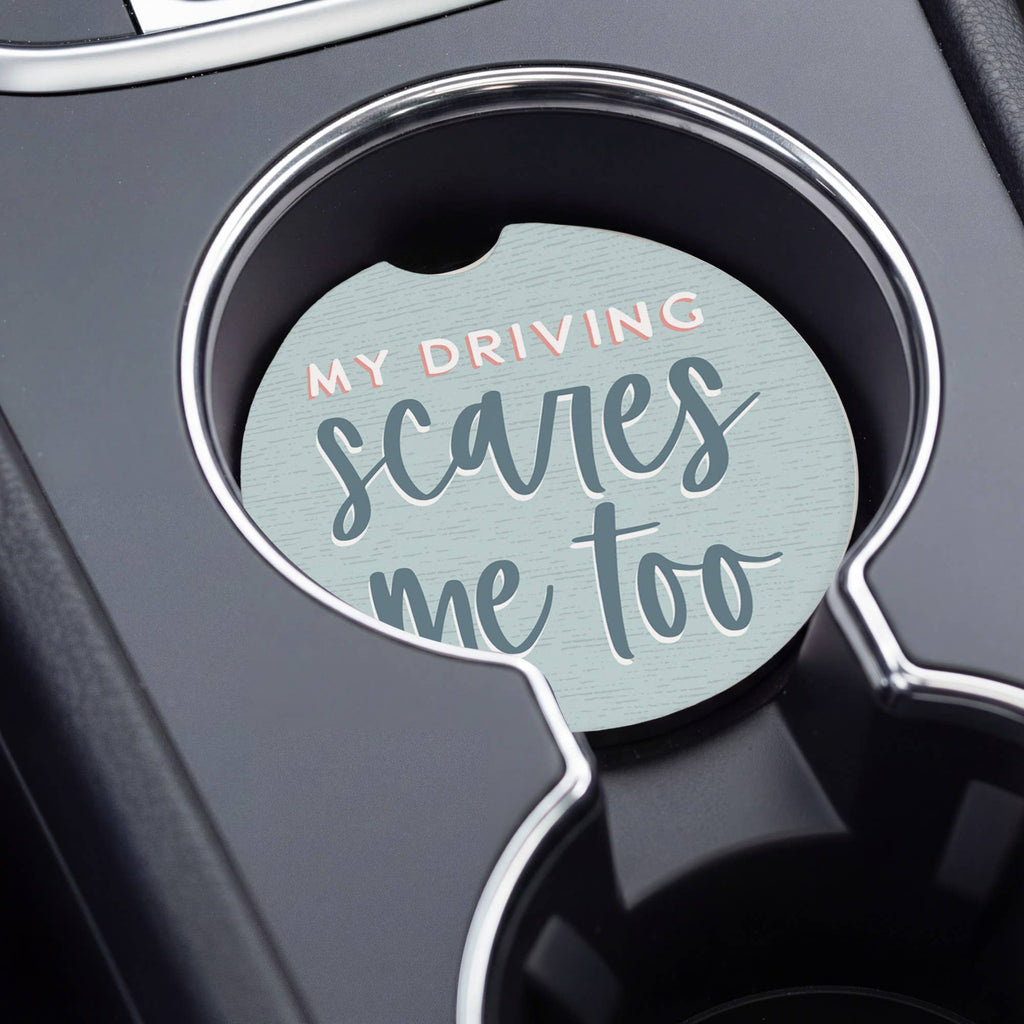 Driving Scares Me Stripes - Car Coasters