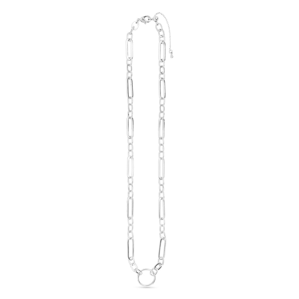 Charm Clasp Necklace: Silver / Station Bead Chain