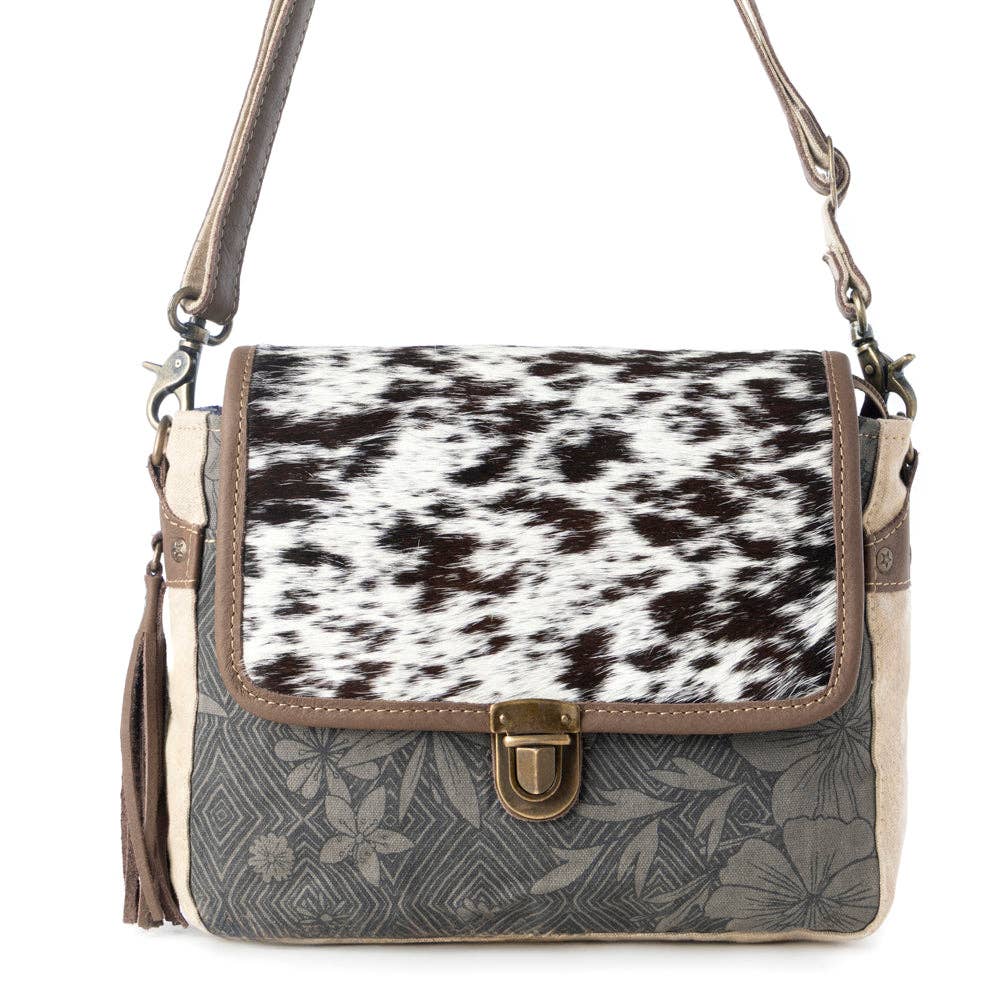 Meadowhide Western Shoulder Bag for Women in Brown with hairon flap