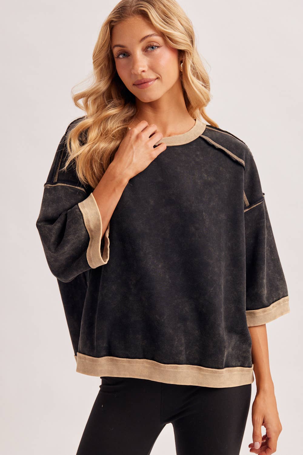 Boxy Short Sleeve Contrast Top