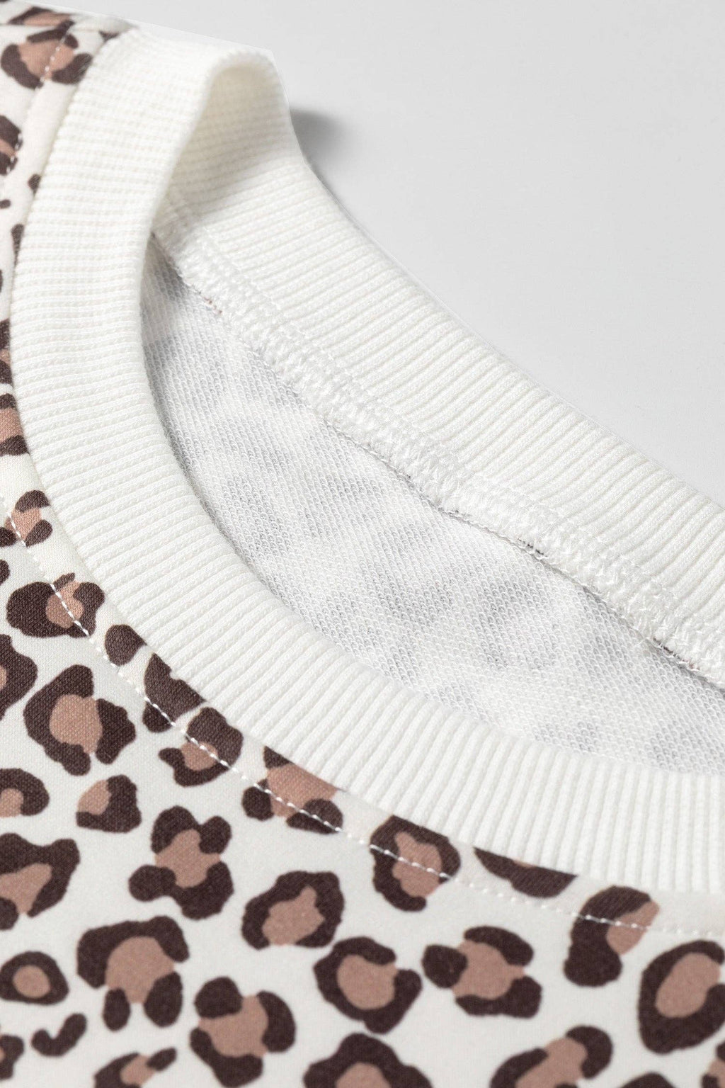 OMG! Leopard Bow Embroidered Colorblock Top & Pants Set: Khaki
