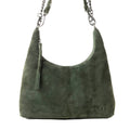 Windrow Genuine Suede Bag for Women in forest green with extra strap