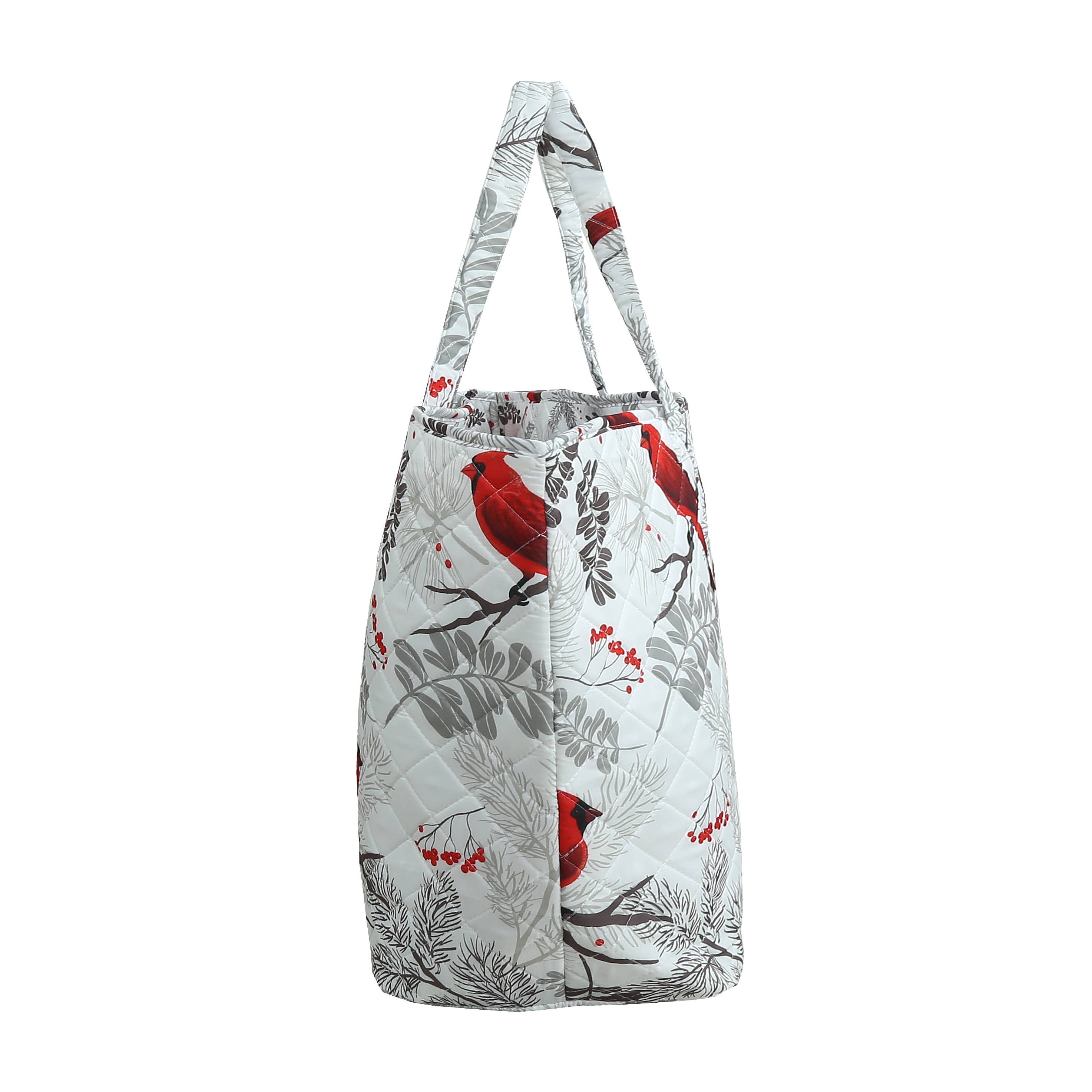 Cardinals Quilted Polyester Microfiber Tote Bag