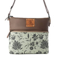 Wildprint Trail upcycled canvas crossbody Bag for Women in sage with floral detail: Sage