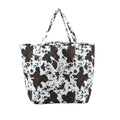 Black Brown Cow Print Quilted Tote Bag
