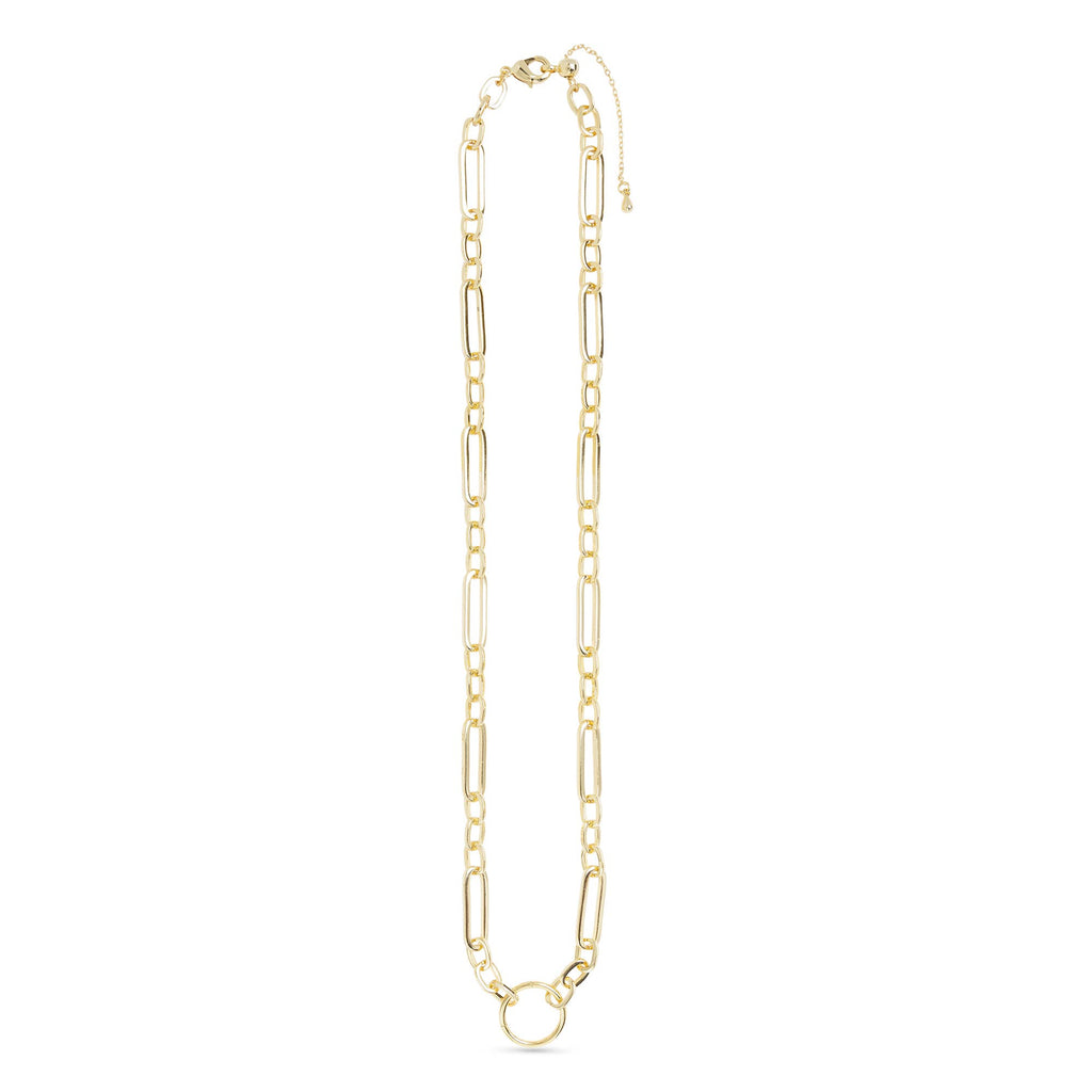 Charm Clasp Necklace: Yellow Gold / Station Bead Chain