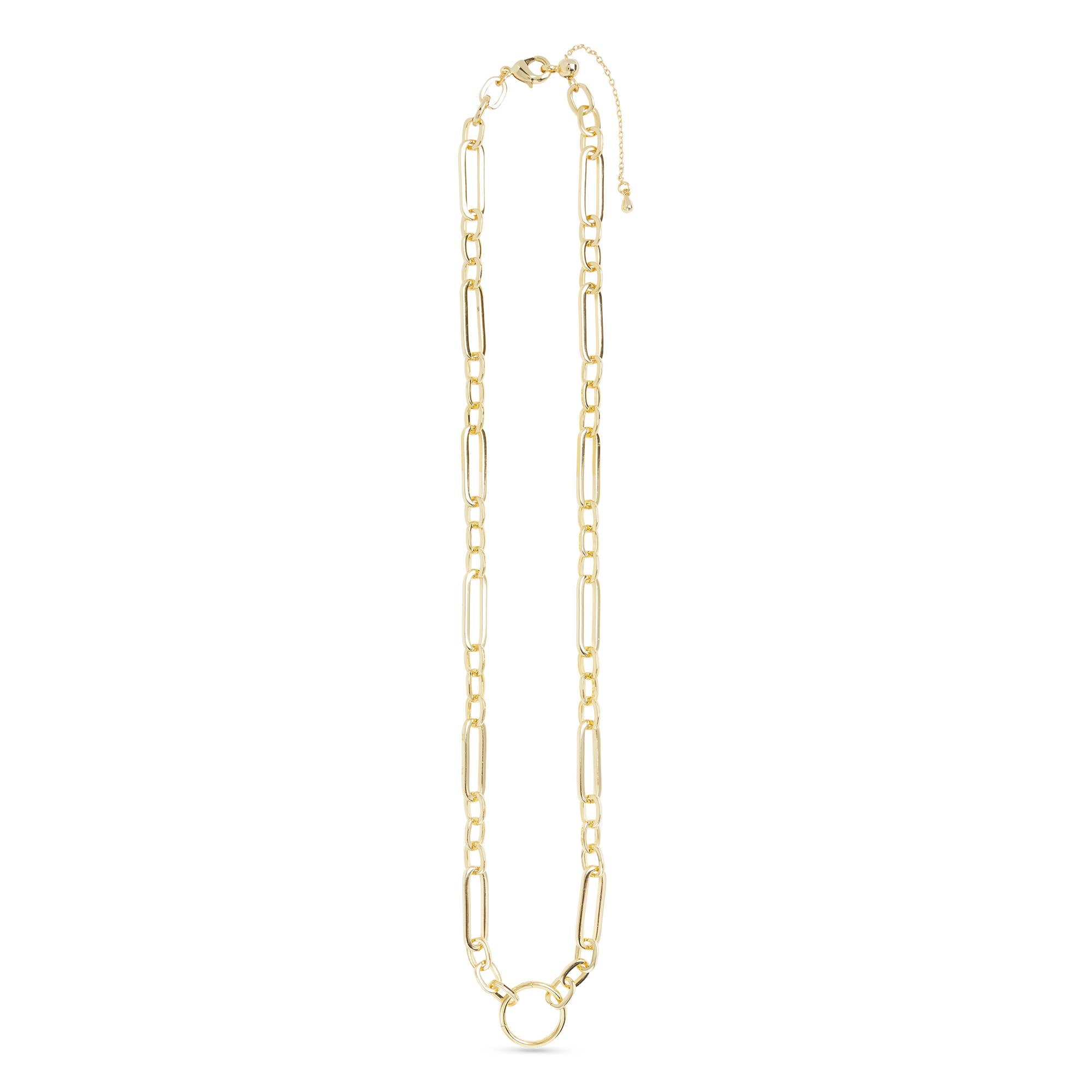 Charm Clasp Necklace: Silver / Station Bead Chain