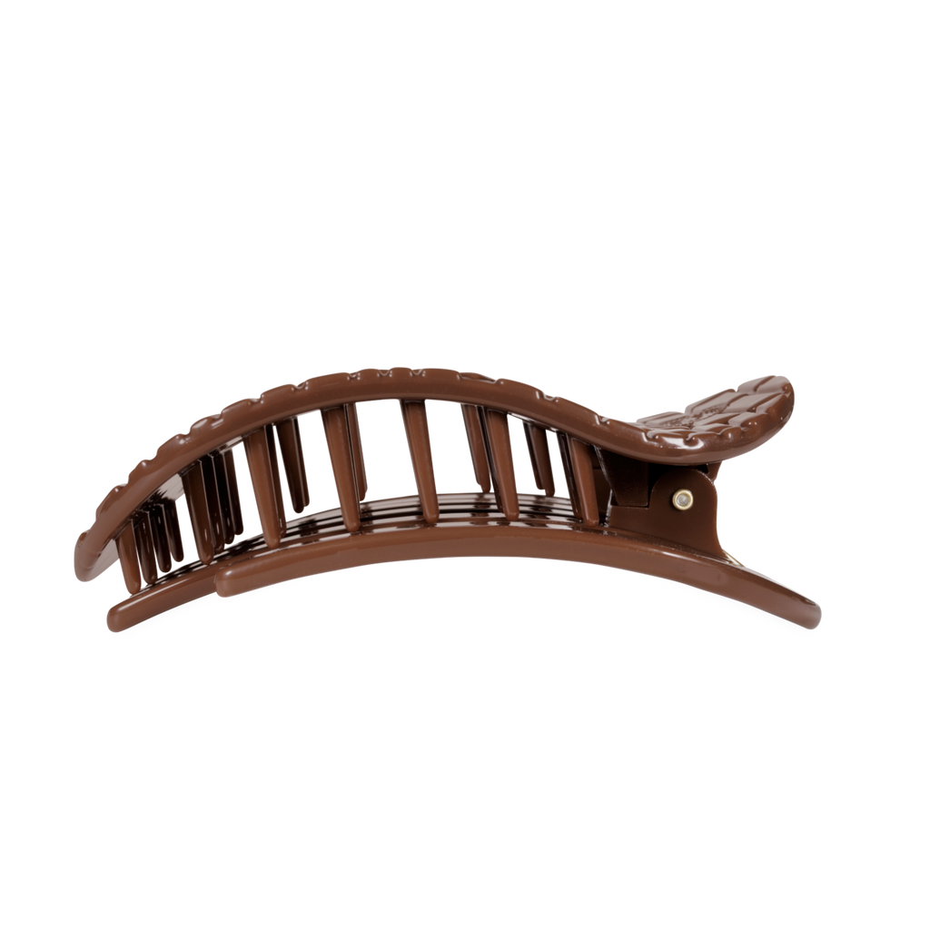 Brown Crocodile Large Flat Round Hair Clip