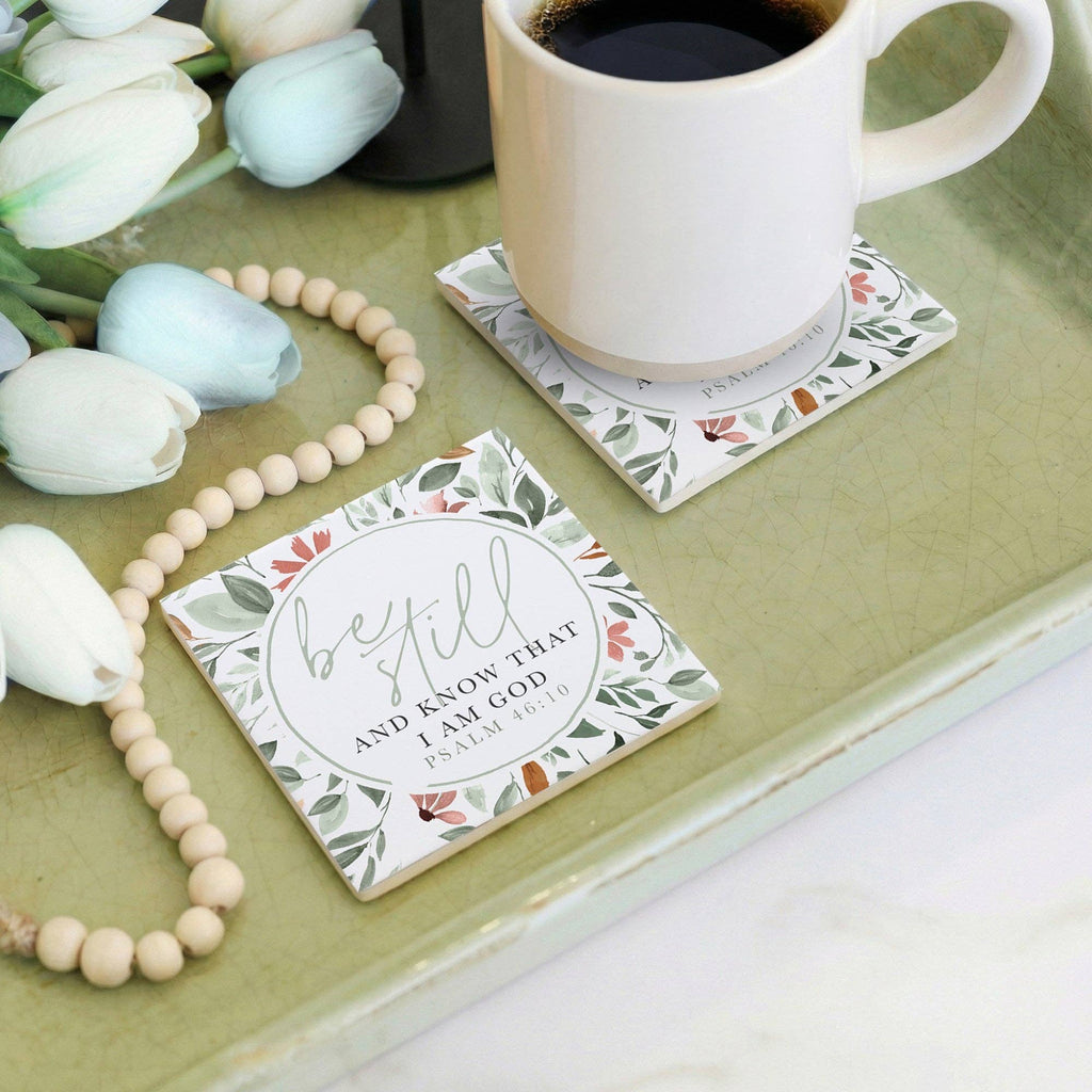 Be Still Psalm 46:10 - Creamic Coaster Squares