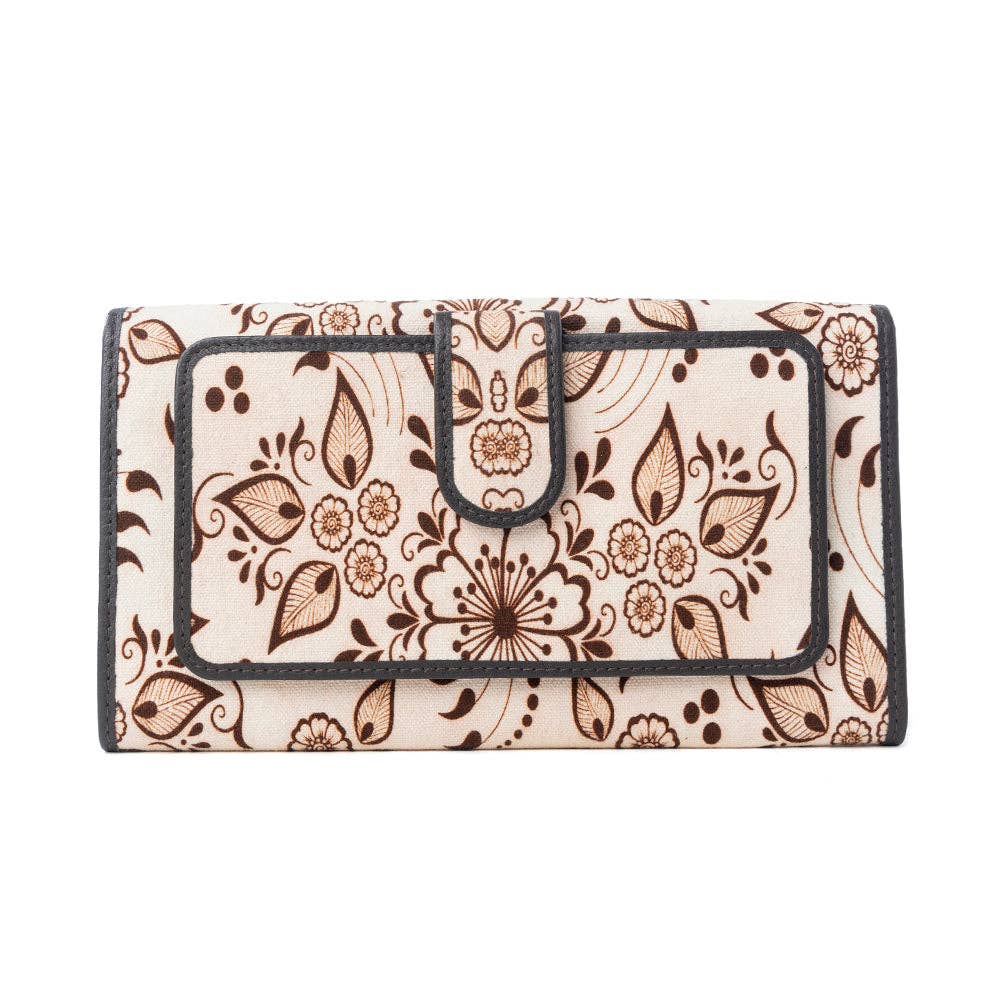 Vanilla Vine Woven Wallet in Sepia Bloom