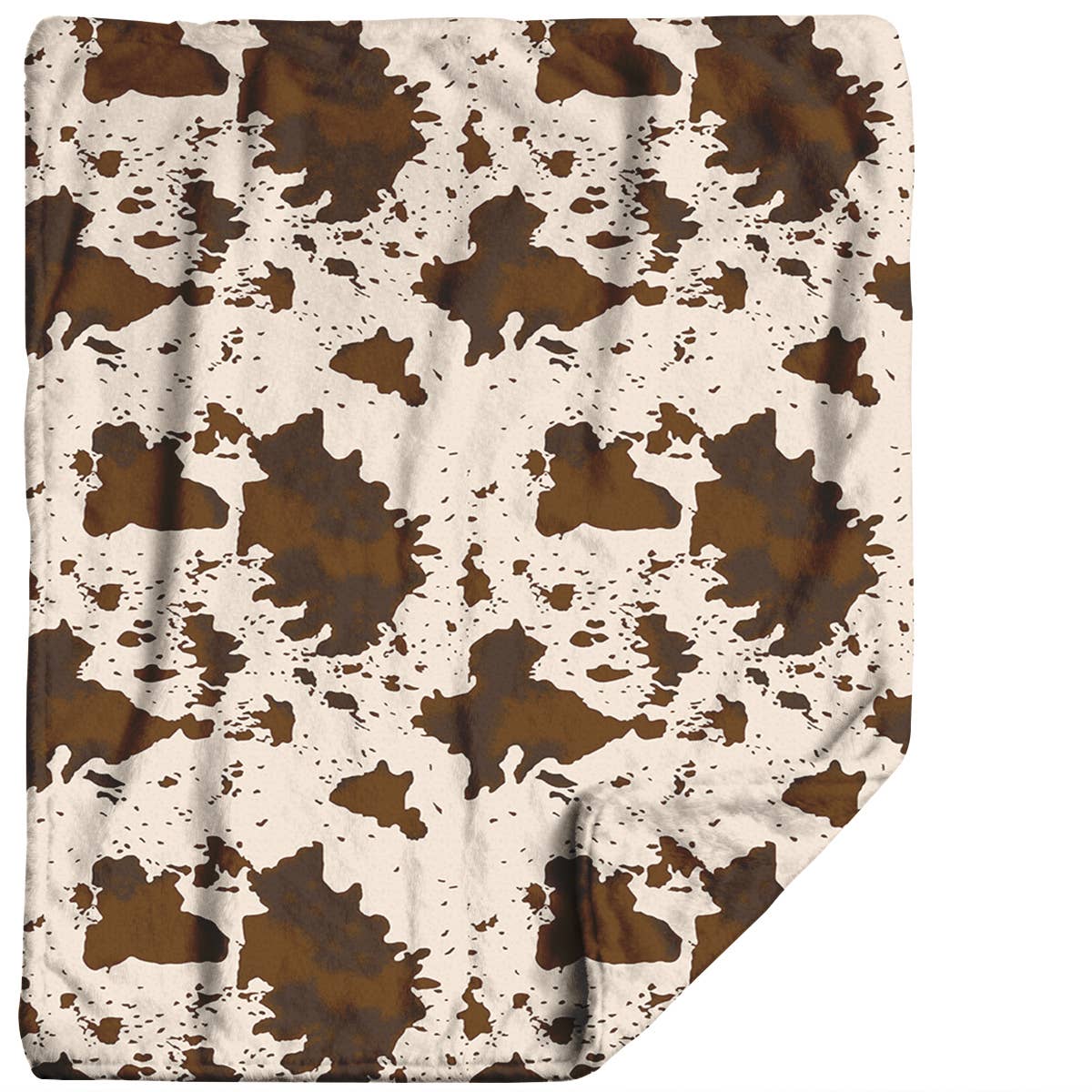 Brown Cowprint Plush Travel Throw Blanket with Matching Case