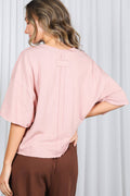 Vintage-Inspired Cut Edge Knit Top: Blush