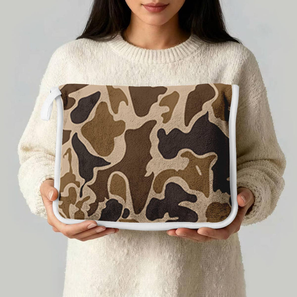 Camouflage Plush Travel Throw Blanket & Matching Case