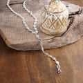 Desert Cascade – Textured Square Long Lariat Necklace: Silver Tone
