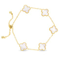 Gold Mother Of Pearl Clover Bracelet: White
