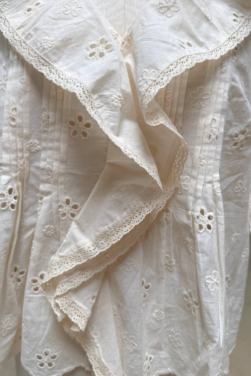 Heirloom Ruffle Blouse: Cream
