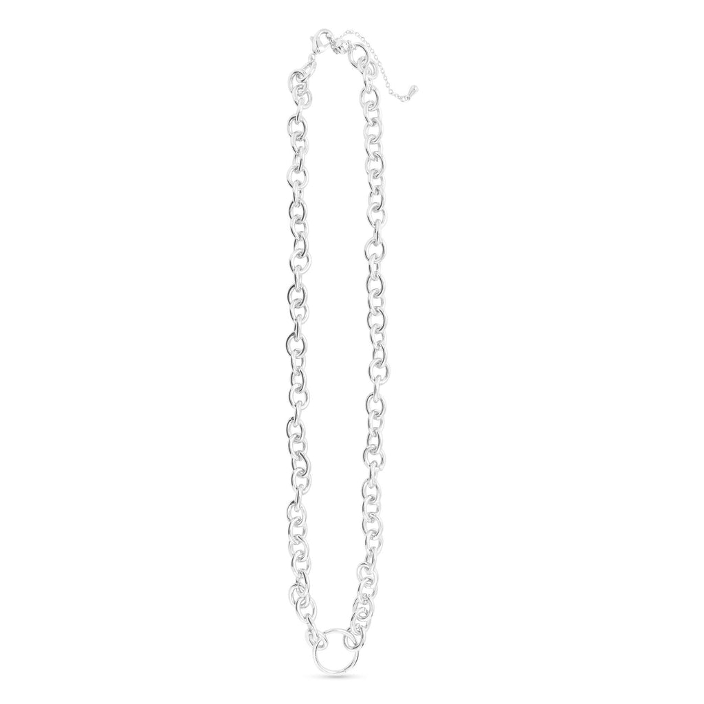 Charm Clasp Necklace: Silver / Station Bead Chain