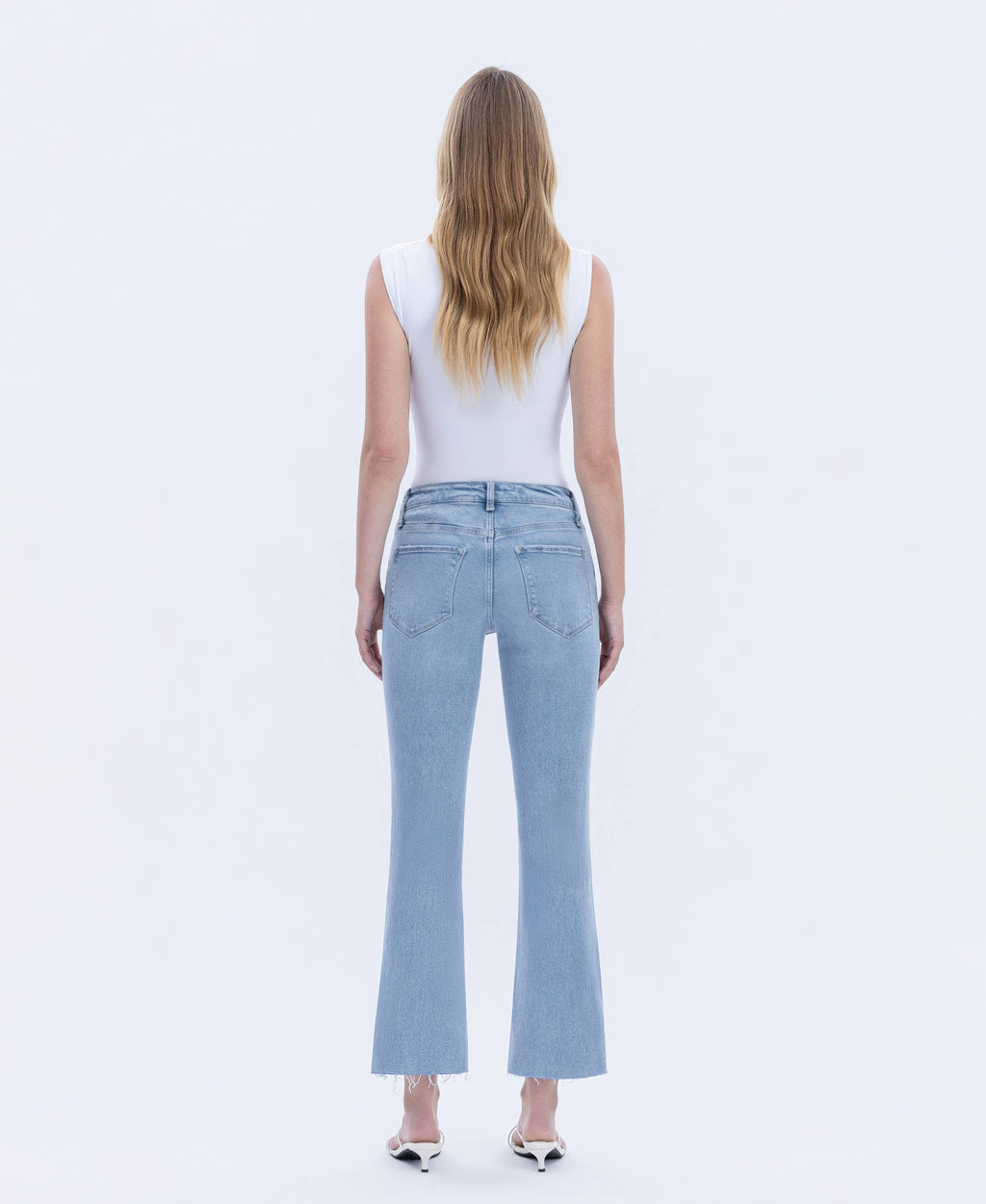 HIGH RISE RAW HEM KICK FLARE JEANS