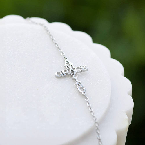 Amazing Grace Cross Bracelet: Silver
