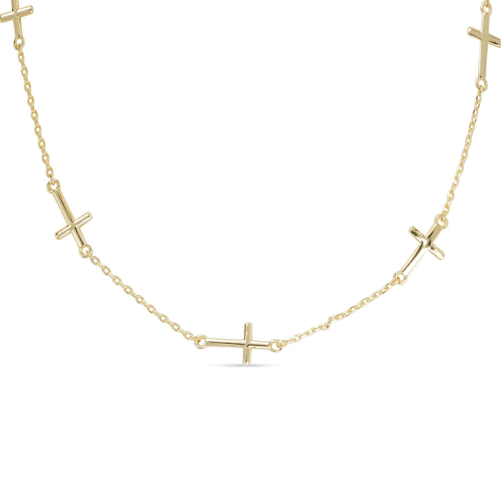 Gold Station Cross Necklace